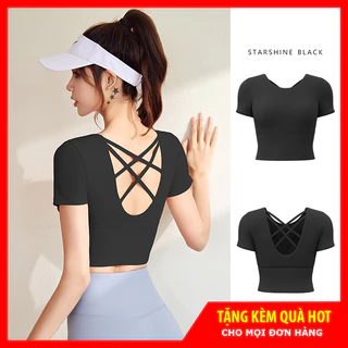 Áo croptop tập Gym Yoga nữ mẫu mới 2024 sẵn đệm ngực, áo thể thao đạp xe, chạy bộ nữ trẻ trung khỏe khoắn