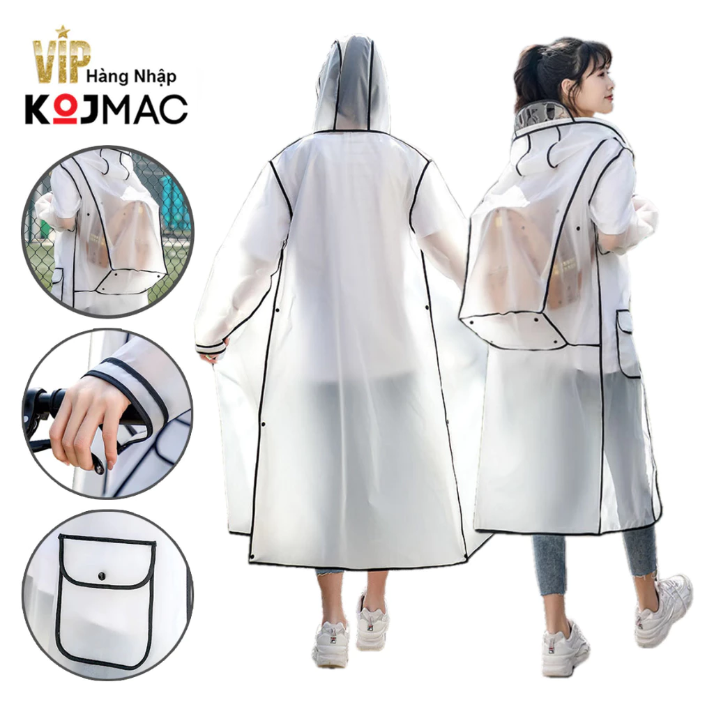 Áo Mưa Bít Hông 1 Người Trong Suốt KOJMAC Raincoat ( Hàng Nhập Khẩu Có Túi Cao Cấp Áo Mưa Thời Trang Unisex Nam Nữ )