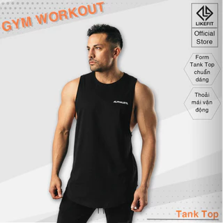 Áo tank top tập gym nam LikeFit vải Cotton Alphalete