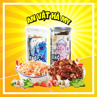 Combo 2 món đồ ăn vặt khô heo cháy tỏi 280gr, khô mực hấp dừa 230gr