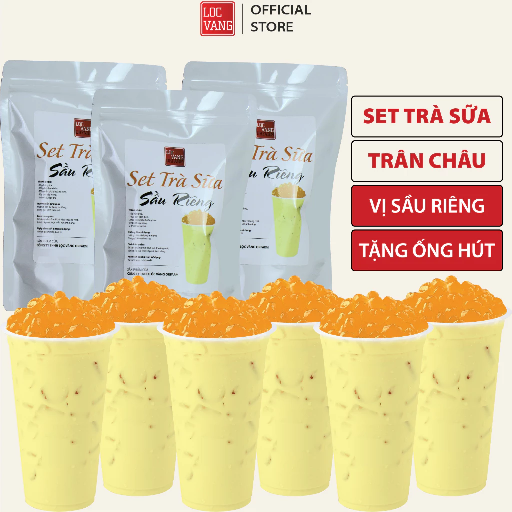 Set Trà Sữa Trân Châu VỊ SẦU RIÊNG LÀM 15 LY Lộc Vàng