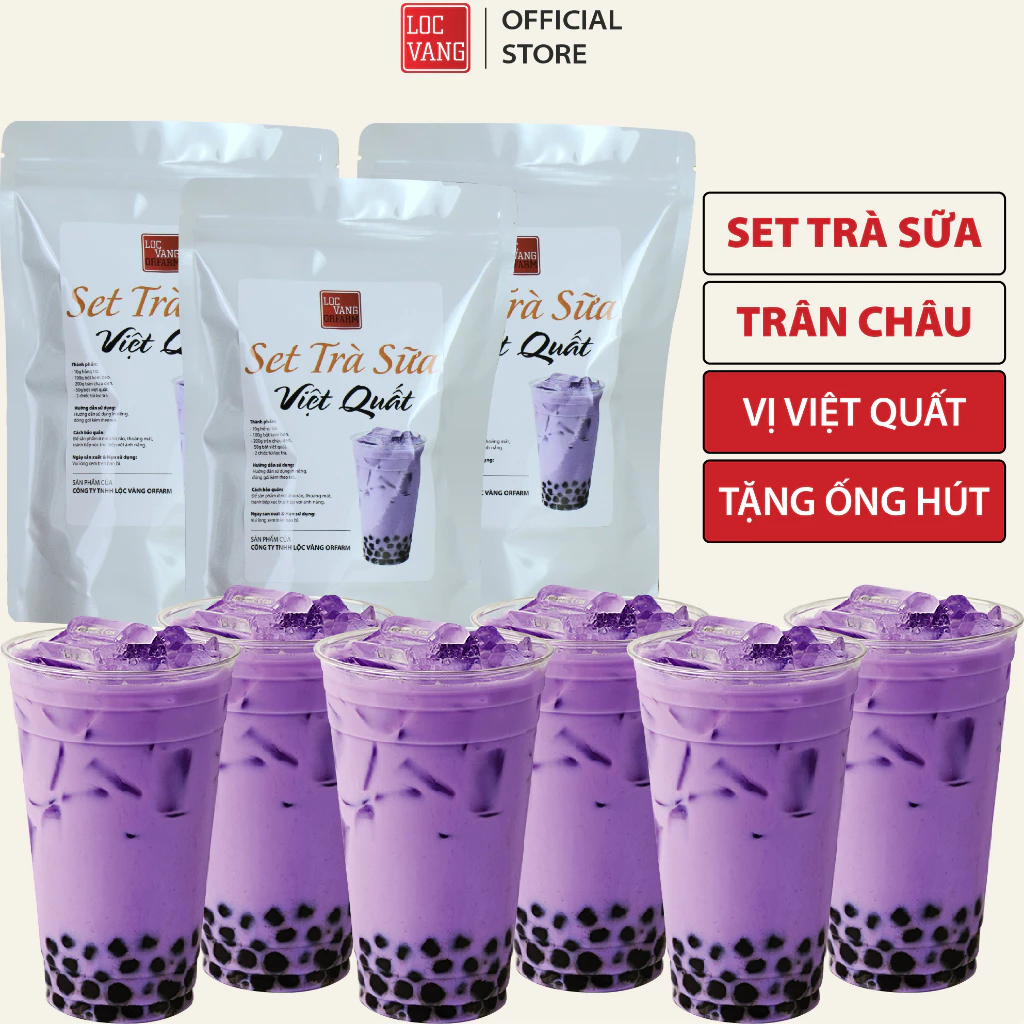 Set Trà Sữa Trân Châu VỊ VIỆT QUẤT LÀM 15 LY Lộc Vàng