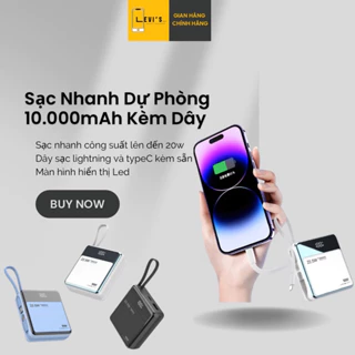 Sạc nhanh dự phòng 10.000mAh [mua 1 tặng 1] [hàng chính hãng] sạc nhanh,sẵn dây sạc ip và typeC theo máy