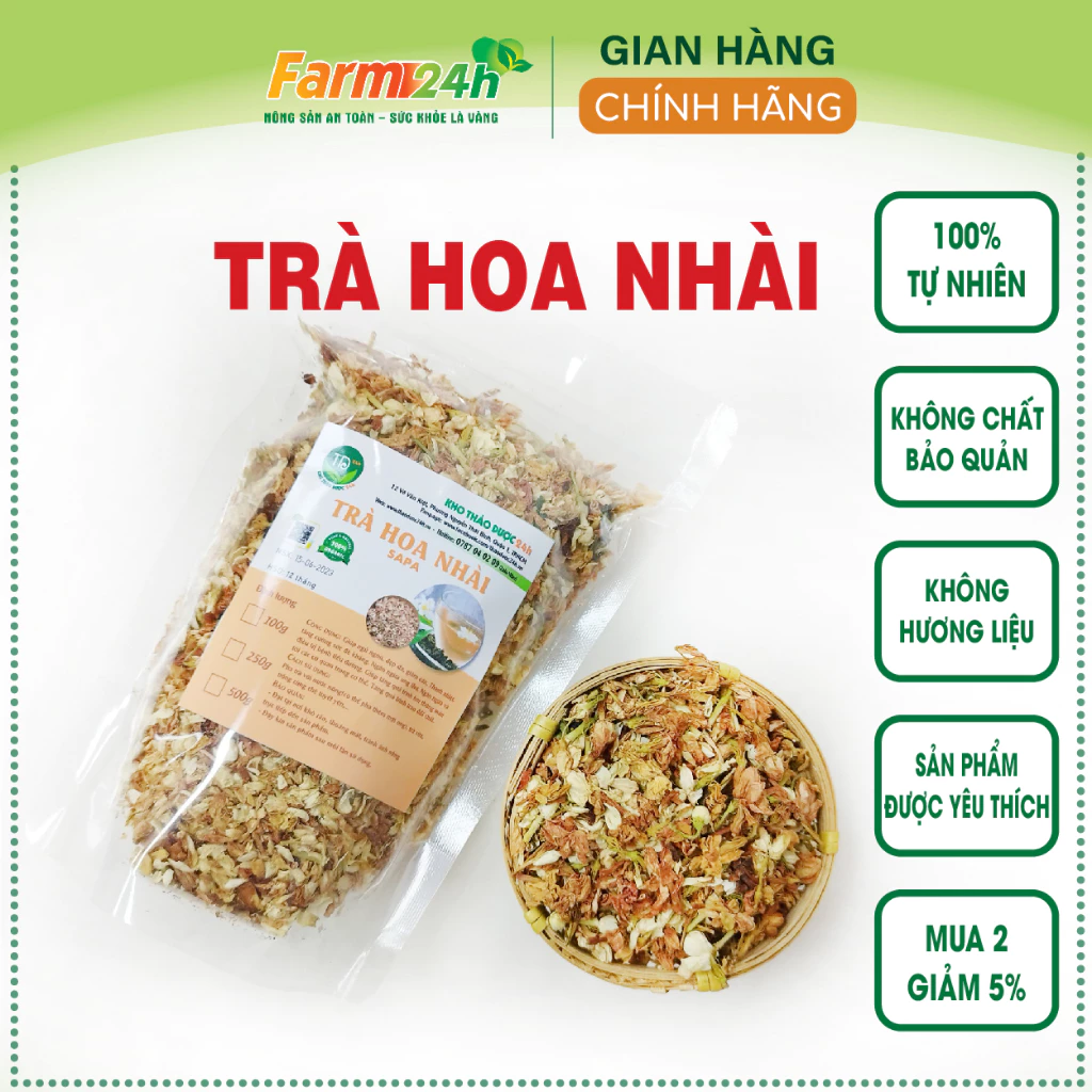 Trà hoa nhài khô, hàng loại 1, thanh nhiệt, giải độc, làm mát cơ thể, an thần ngủ ngon, kiểm soát cân nặng | Farm24h