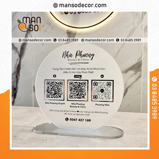 Bảng mica QR code tròn thông tin số tài khoản ngân hàng | 3 mã | Theo yêu cầu |  In UV trực tiếp mica | Chống thấm nước