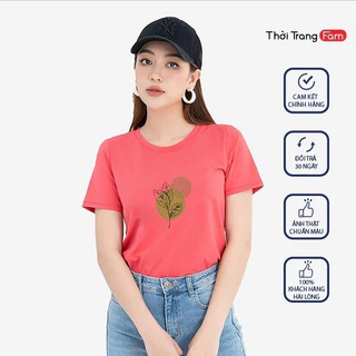 Áo Phông nữ Basic chất Cotton trẻ trung in hình Lá cách điệu độc đáo - thương hiệu FAM