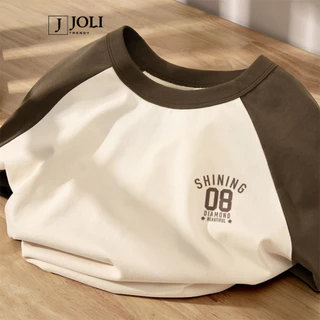 Áo Thun Nữ, Áo Raglan Tee Unisex By JOLI BST 16 Chất Cotton Form Rộng Cho Nam Nữ