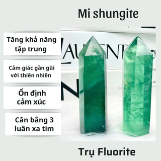 Trụ đá Fluorite xanh tự nhiên - Năng lượng cao, Thanh tẩy phong thủy cho Reiki, Tarot, Thiền Mi Shungite