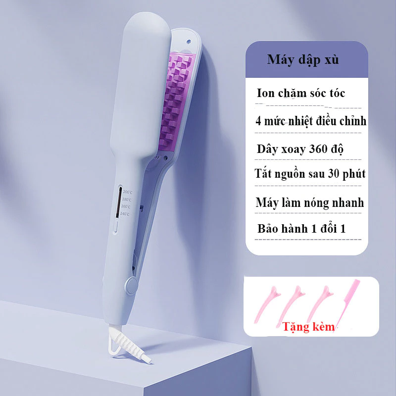 Máy Bấm Dập Phồng - Máy Dập Xù Chân Tóc Răng Vuông 4 Mức Nhiệt DX04