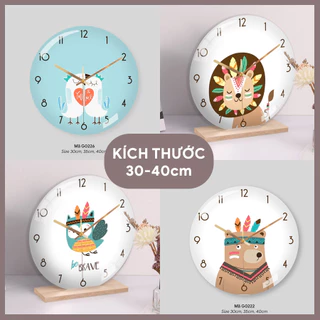 [SIZE 35cm - 40cm] Đồng Hồ Treo Tường Kim Trôi Không Tiếng Ồn, Đồng Hồ Treo Tường Hoa Kính Cường Lực