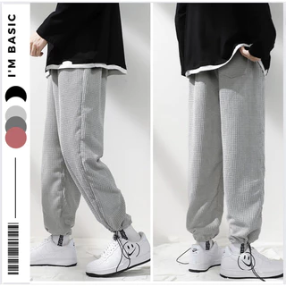 Quần Jogger Nỉ Tổ Ong Nam Nữ Dây Rút Ống Rộng Dáng Xuông Sweatpant Cotton Dày Dặn Cá Tính I'm Basic