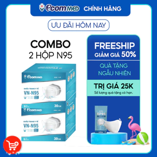 Combo 2 Hộp Khẩu Trang N95 EcomMed (hộp 30 cái)