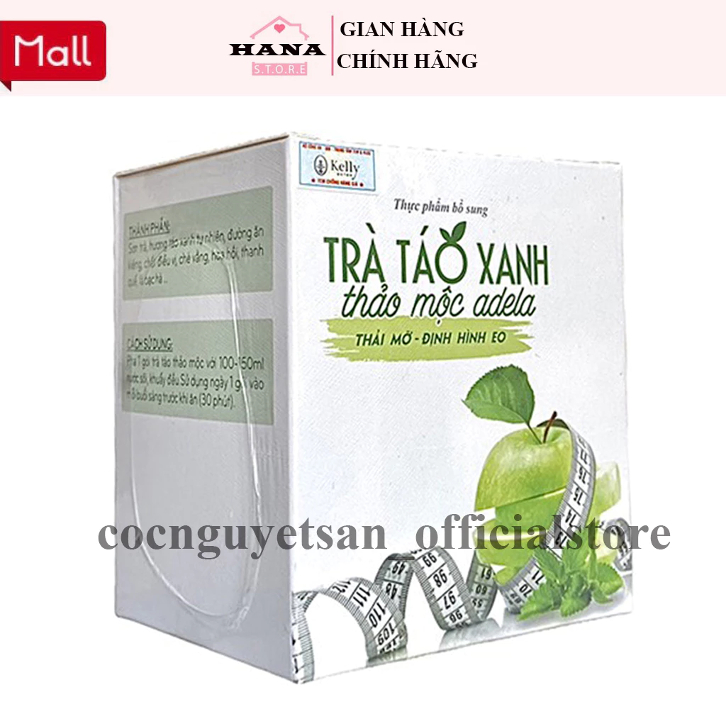 Trà Táo Xanh Giảm Cân Kelly Thảo Mộc Adela Detox Hộp 12 Gói Giảm Mỡ Bụng Cấp Tốc An Toàn Kiểm Soát Cân Nặng