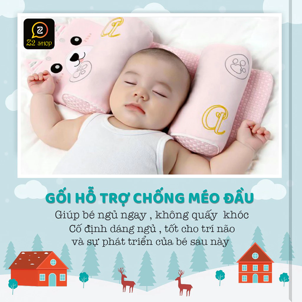 Gối định hình đầu cho trẻ sơ sinh hình thú dễ thương Baby Dreams, Gối chặn chống bẹp đầu cho bé cao cấp