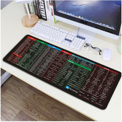 Lót chuột in phím tắt Excel, MS-Office, Photoshop, Word, Pad MOUSE , Các Phím Tắt Chuột Pad, Vải Dày, Có Khâu Viền