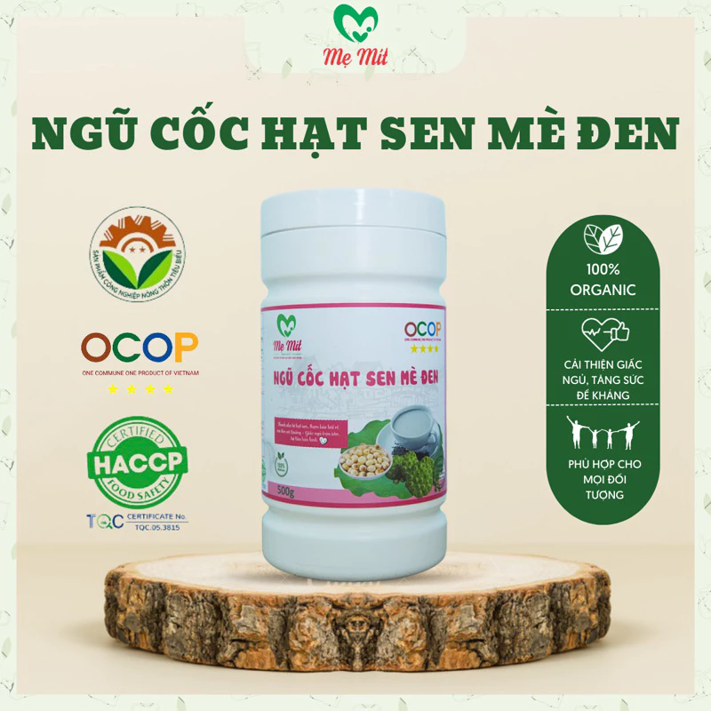 Bột ngũ cốc dinh dưỡng hạt sen mè đen hỗ trợ cải thiện giấc ngủ giảm cân tăng súc đề kháng hộp 500g