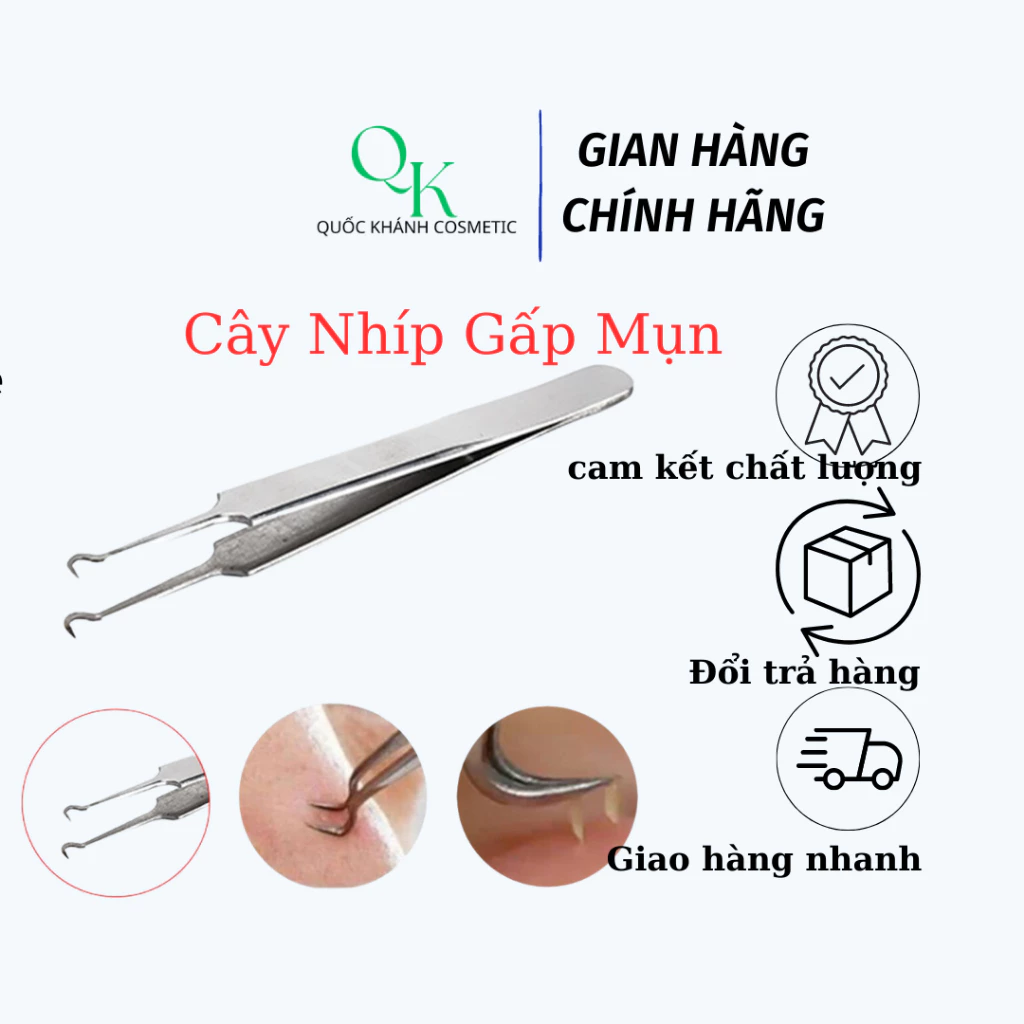 Nhíp Gấp Mụn Đầu Đen, Mụn Trứng Cá Thép Không Gỉ  An Toàn Tiện Lợi