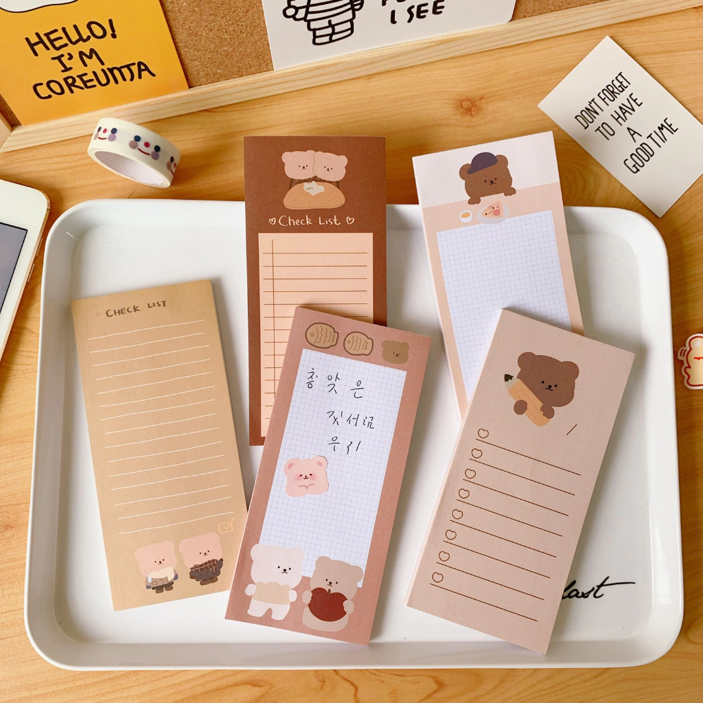 Tập Giấy Note CheckList MemoPad 50 Tờ Cookie Bear Phong Cách Hàn Quốc YuuMoon