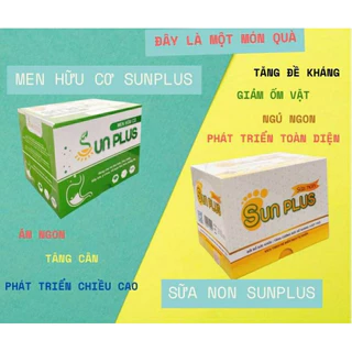 Bộ sản phẩm sữa non sunplus và men hữu cơ sun plus hỗ trợ hệ tiêu hóa & miễn dịch cho bé khỏe ăn ngon cao lớn thông minh