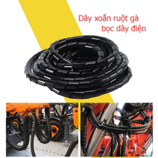 (1 Túi) Dây xoắn ruột gà, dây bọc điện phi 4/6/8/10/12/14/16/18/20mm 1 gói các loại mét màu đen