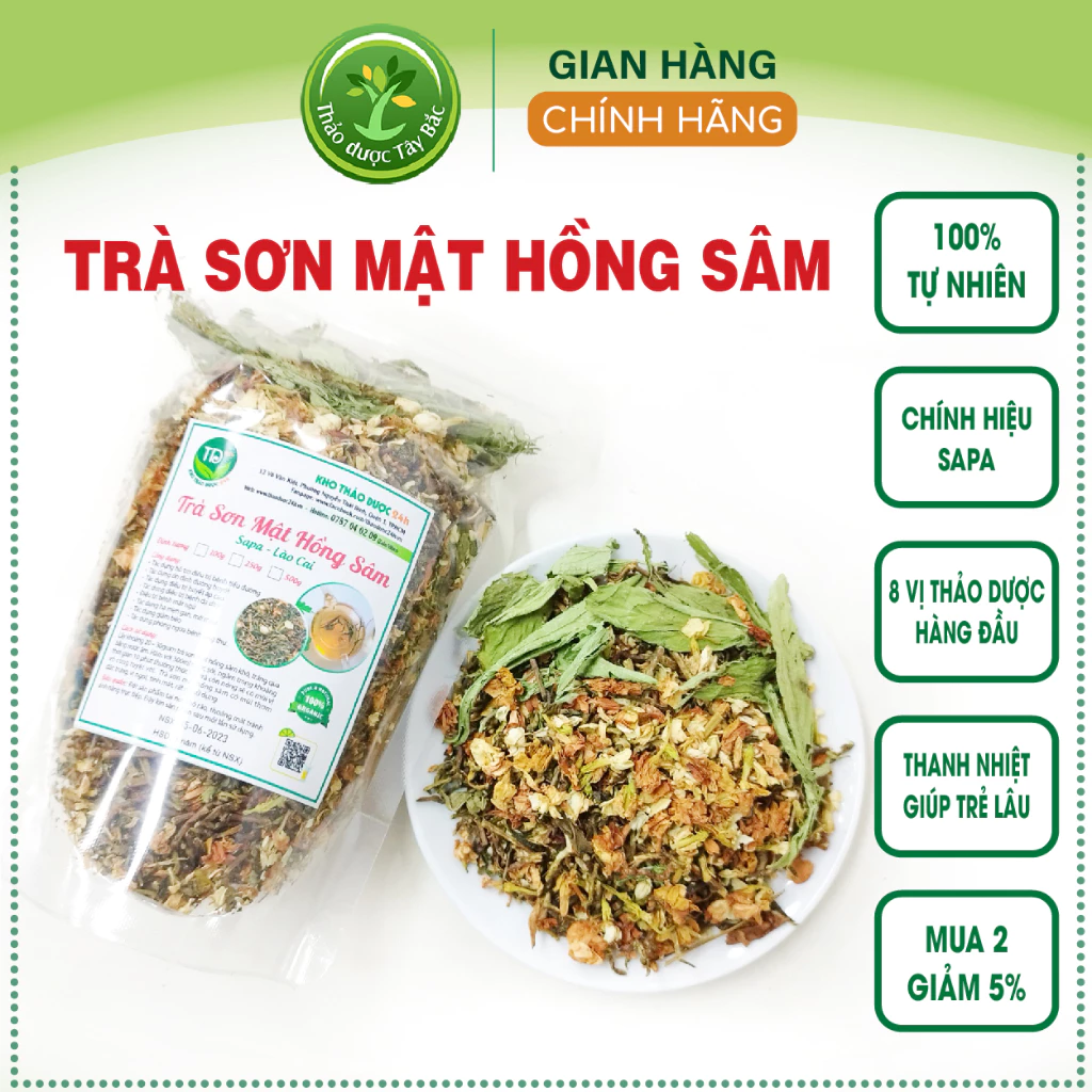 Trà sơn mật hồng sâm Sapa nguyên chất 100 % tốt cho dạ dày, ổn định đường huyết, an thần, đẹp da [500g-1kg]