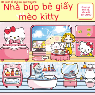 Nhà búp bê giấy MÈO KITTY-búp bê giấy-đồ chơi giấy cắt dán