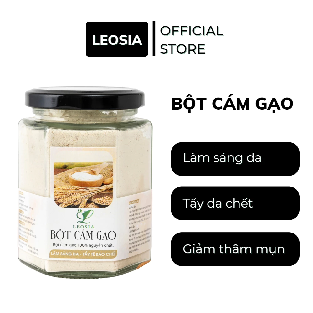 Bột đắp mặt nạ Cám Gạo LEOSIA nguyên chất 140g dưỡng trắng da, tẩy da chết và thâm mụn