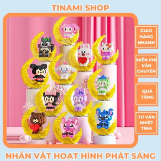 Ghép hình mô hình 3D nhân vật hoạt hình ngồi trên vầng trăng phát sáng đồ chơi lắp ráp giải trí sáng tạo