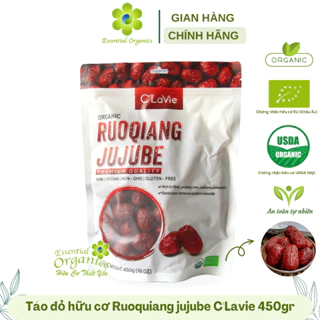 Táo đỏ hữu cơ Ruoqiang organics Jujube 450g C’Lavie táo đỏ hữu cơ size vừa để hầm súp, táo chưng yến
