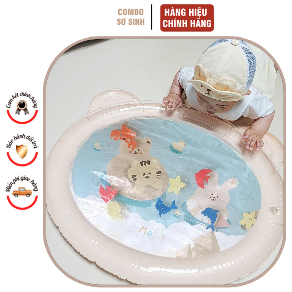 Thảm nước bơm hơi  Modui cho bé hình gấu PVC cho bé từ 3 tháng tuổi có thể gấp gọn mang đi du lịch