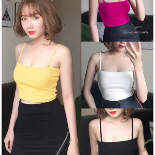 Croptop Áo Thun Nữ Nhiều Màu Thời Trang 2 Dây Sợi Bún Bản 1cm Thun Gân