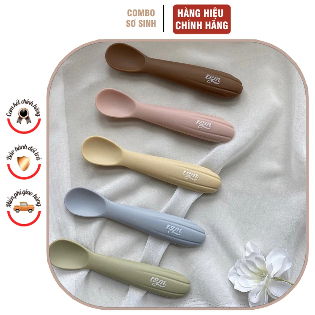 Bộ Thìa Cho Bé Gồm 2 Chiếc Ngắn Và Dài TGM Silicone Seashell Baby Food Spoon Chính Hãng Hàn Quốc