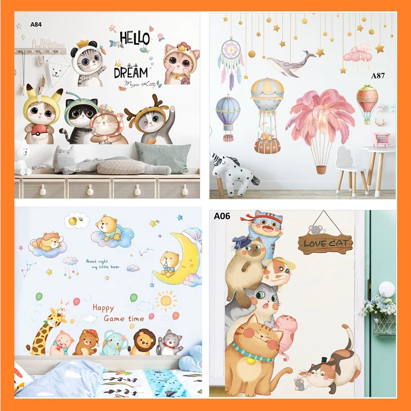 Decal dán tường cho bé, decal dán phòng ngủ, decal giấy dán tường 3d, mẫu Hàn Quốc cao cấp