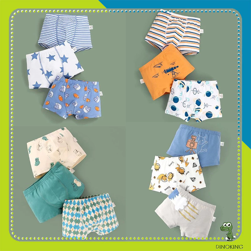 Quần sịp bé trai DINOKING Quần lót đùi cho bé trai chất cotton mềm mịn thoáng khí Quần chip trẻ em 3 - 10 tuổi QC04