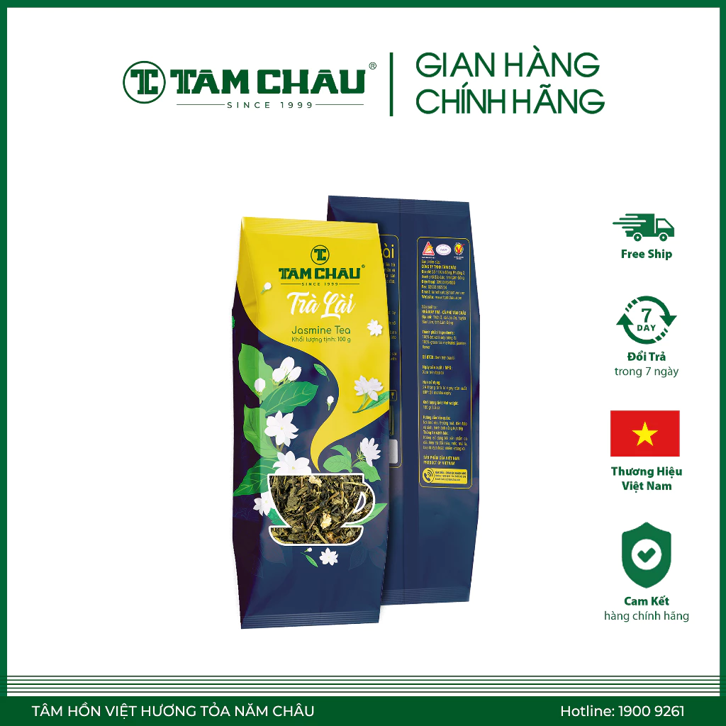 [TÂM CHÂU] Lốc 5 Gói Trà Lài 100G - Chính hiệu TÂM CHÂU BẢO LỘC