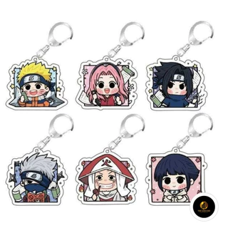 Móc khóa in hình Naruto ver CHIBI VUÔNG anime quà tặng chibi mica xinh xắn arcylic dễ thương