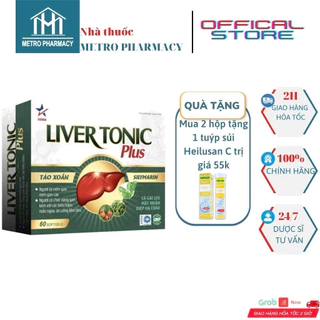 Viên uống bổ gan Liver Tonic Plus-Giải độc gan, hạ men gan, tăng cường chức năng gan-Thanh nhiệt giải độc-Hộp 60 viên