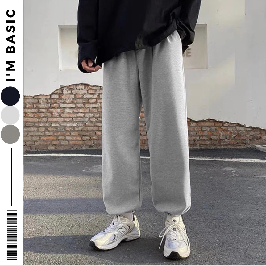 Quần Jogger Nỉ Bom Dây Rút Chun Bó Gấu Ống Rộng Sweatpant Dày Dáng Xuông Nam Nữ Dễ Phối Đồ I'm Basic