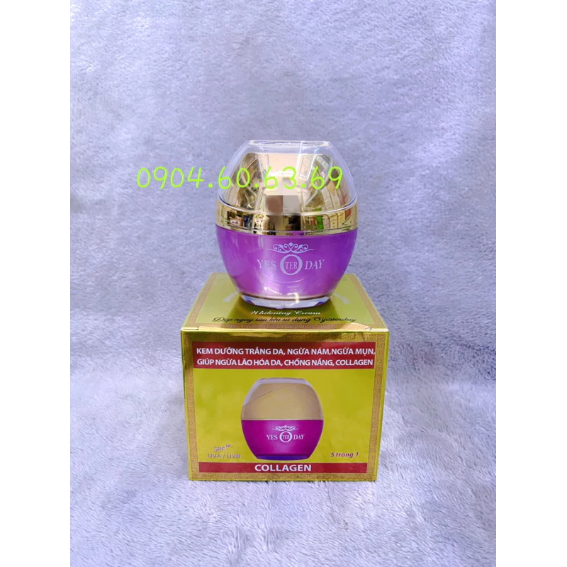 Kem Nhung Collagen 25g YESTERDAY 5in1 Dưỡng Trắng-Ngừa Nám-Ngừa Mụn-Ngừa Lão Hoa-Chống Nắng