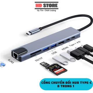 HUB Type C và HUB USB 3.0 - Cổng chuyển đổi HUB USB Type-C - USB 3.0 to HDMI,USB 3.0,SD,TF,RJ45,PD Type-C (BH 6 tháng)