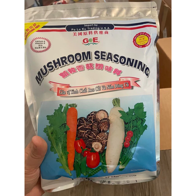 (DATE 2026)Hạt nêm tinh chất rau cải và nấm đông cô Po Lo Ku Trading U.S.A Mushroom Seasoning 500g