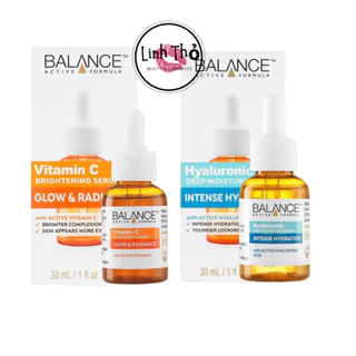 Combo trắng da căng mượt serum Vitamin C + serum Hyaluronic Balance Active Formula 30ml/ chai
