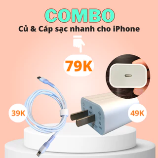 Combo Củ & Cáp sạc nhanh cho điện thoại thông minh nhà táo