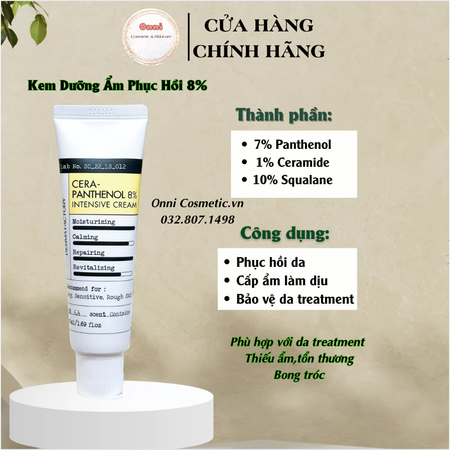 Kem dưỡng phục hồi chuyên sâu DERMA FACTORY CERA PANTHENOL 8% INTENSIVE CREAM