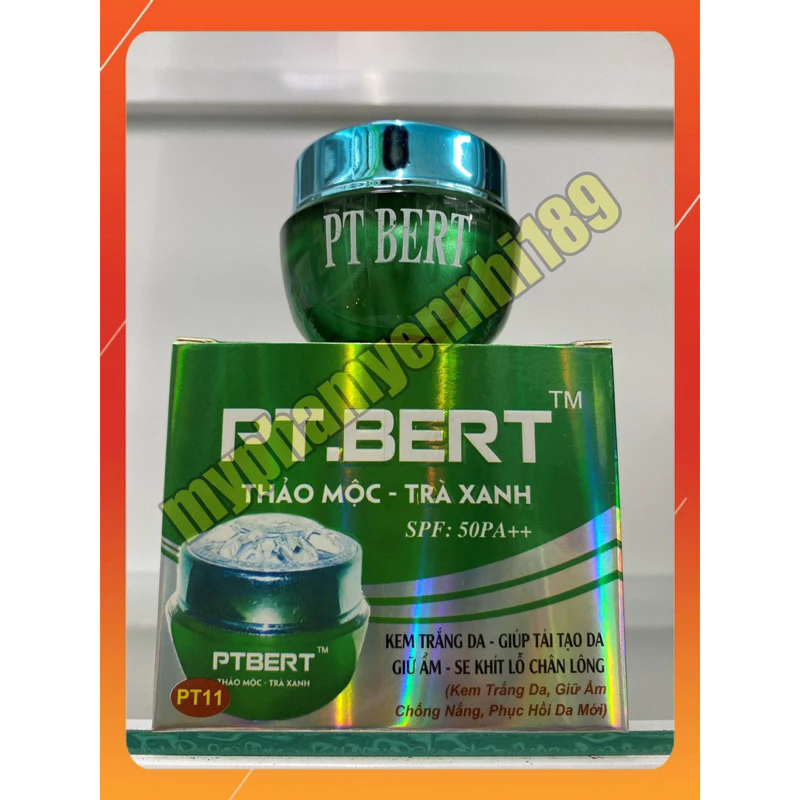 PT bert thảo mộc trà xanh kem trắng da, giúp tái tạo da, giữ ẩm, se khít lỗ chân lông(hộp15g)