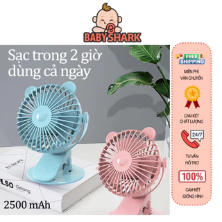 Quạt Kẹp Xe Đẩy Cho Bé Tích Điện Siêu Mát Không Ồn Xoay 720 Độ Pin Trâu 3000 mAh Có Chân Kẹp Bàn Quạt Kẹp Nôi Cho Trẻ