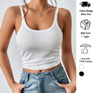 Áo ba lỗ basic tank top JUNE.SG Áo croptop 2 dây form dài Áo 2 dây bản nhỏ D038