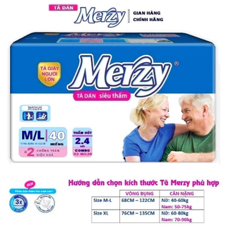 Bỉm người già Merzy ML40 miếng #Bỉm Merzy #Tã người lớn Merzy #Bỉm già Merzy #tã Merzy #tã già Merzy (Combo 2 gói ML20).