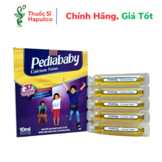 Pediababy calcium nano bổ sung canxi, phát triển chiều cao - Hộp 20 ống ( Hộp tím vàng )