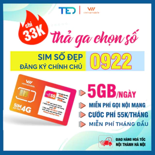 [FREE THÁNG ĐẦU]Sim 4G Vietnamobile, NGHE GỌI - 4G, Sim data ưu đãi 5GB/ngày, Sim mới 100%